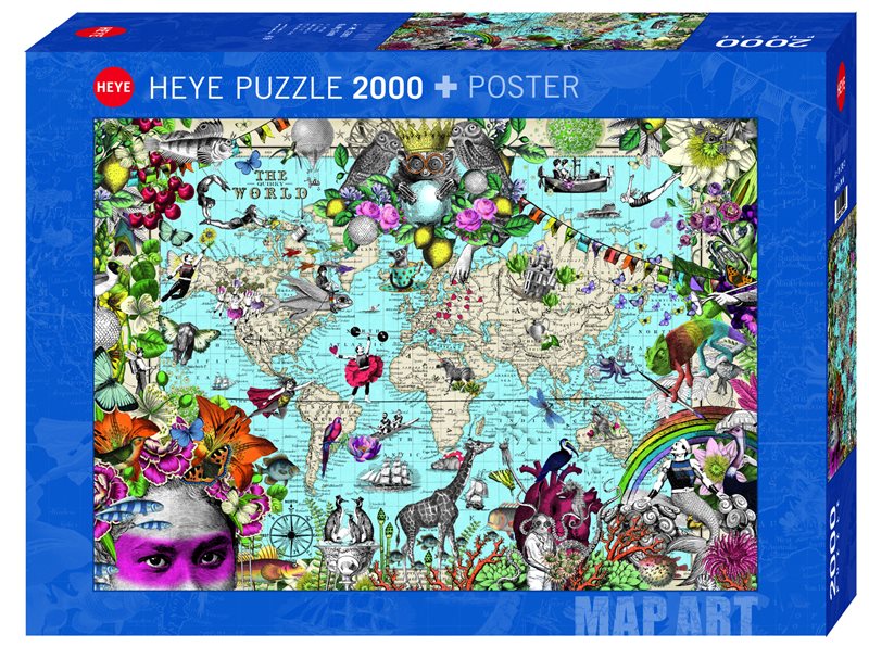 Pussel 2000bit Fine Art Map Quirky World