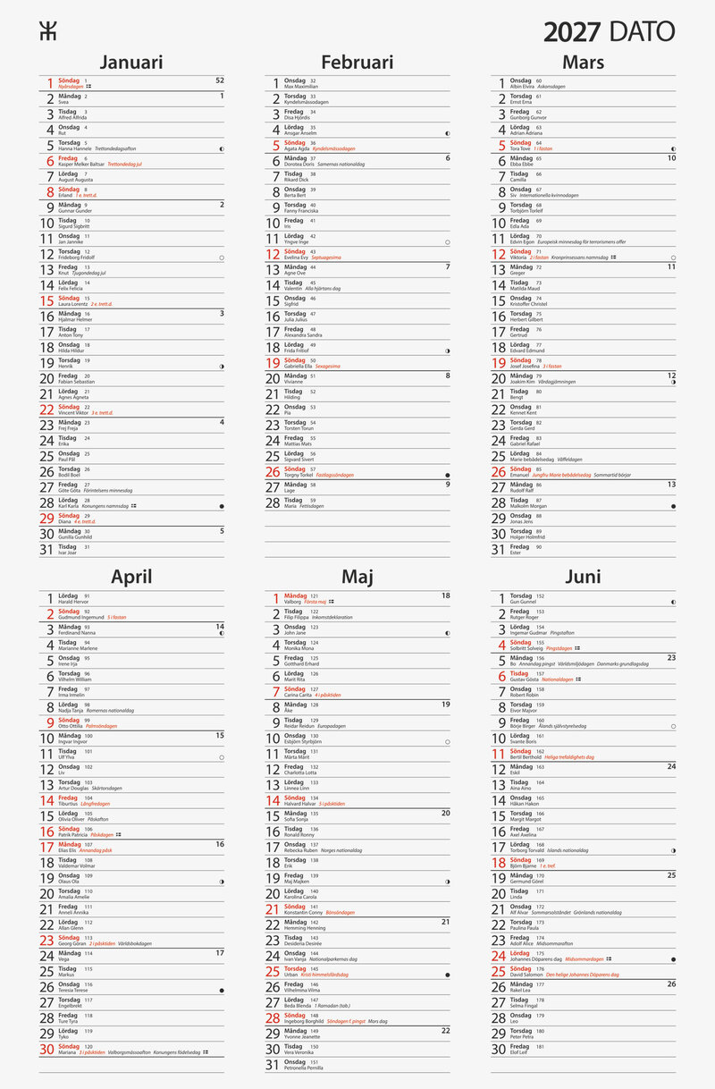 Väggkalender - Datokalender FSC
