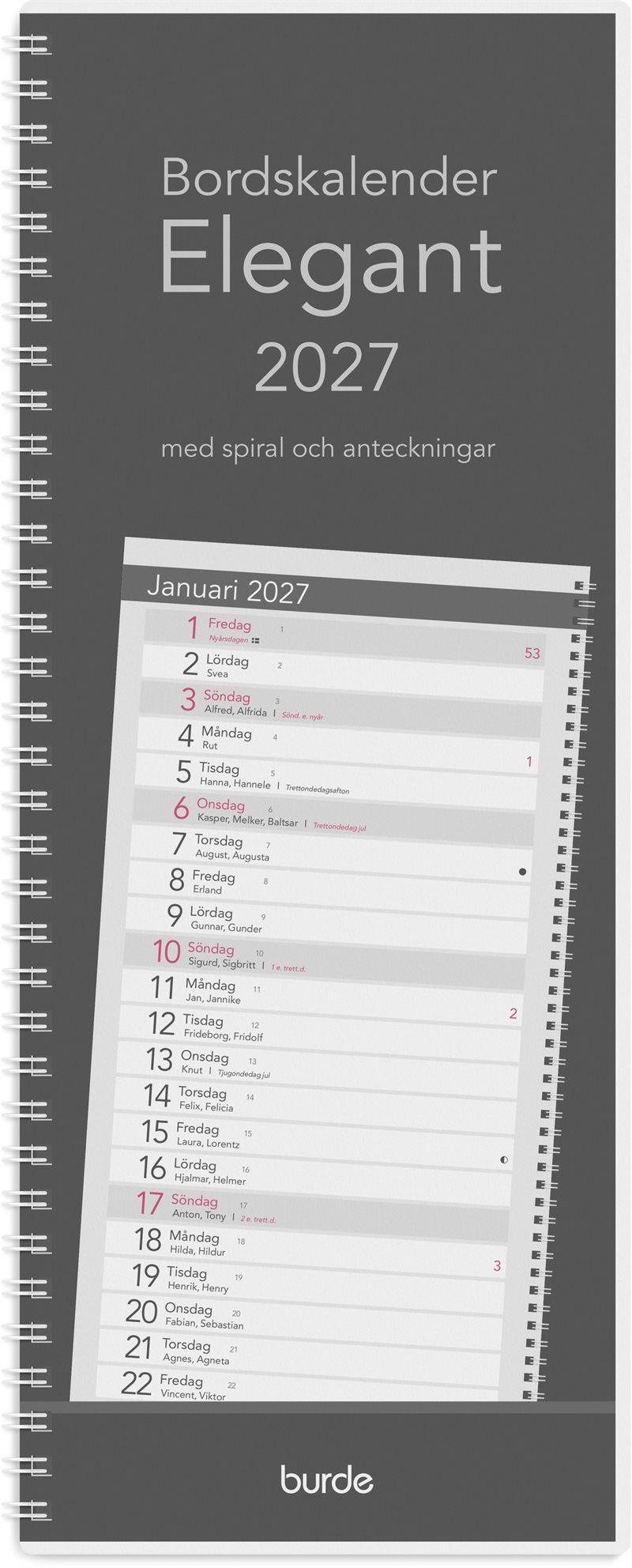 Bordskalender Elegant 2027 spiral