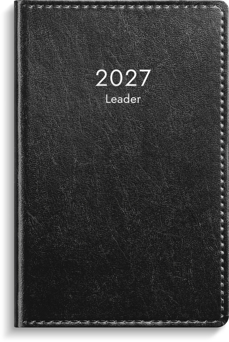 Kalender 2027 Leader svart konstläder inb