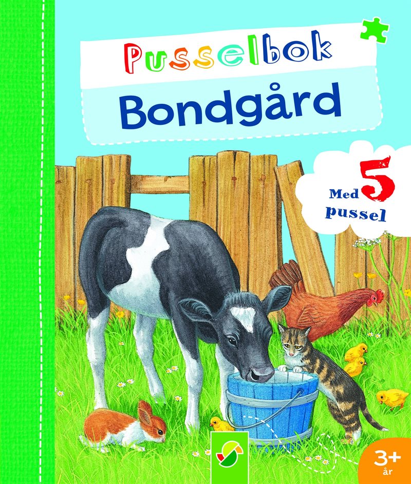 Pusselbok Bondgård: 5 pussel med 6 bitar, totalt 30 biitar