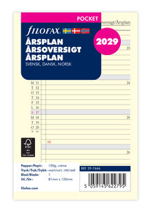 Filofax - Pocket Refill 2029 Årsplan