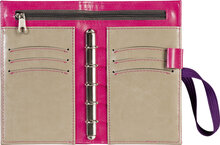 Aplan Mini · 8,5 x 12 cm · Konstskinn · Pink · Ringmekanism, komplett system för kalenderdel och blanketter, Pennhållare, Myntfack, Plats för kort, Linjal, Register 1-5, Register A-Ö